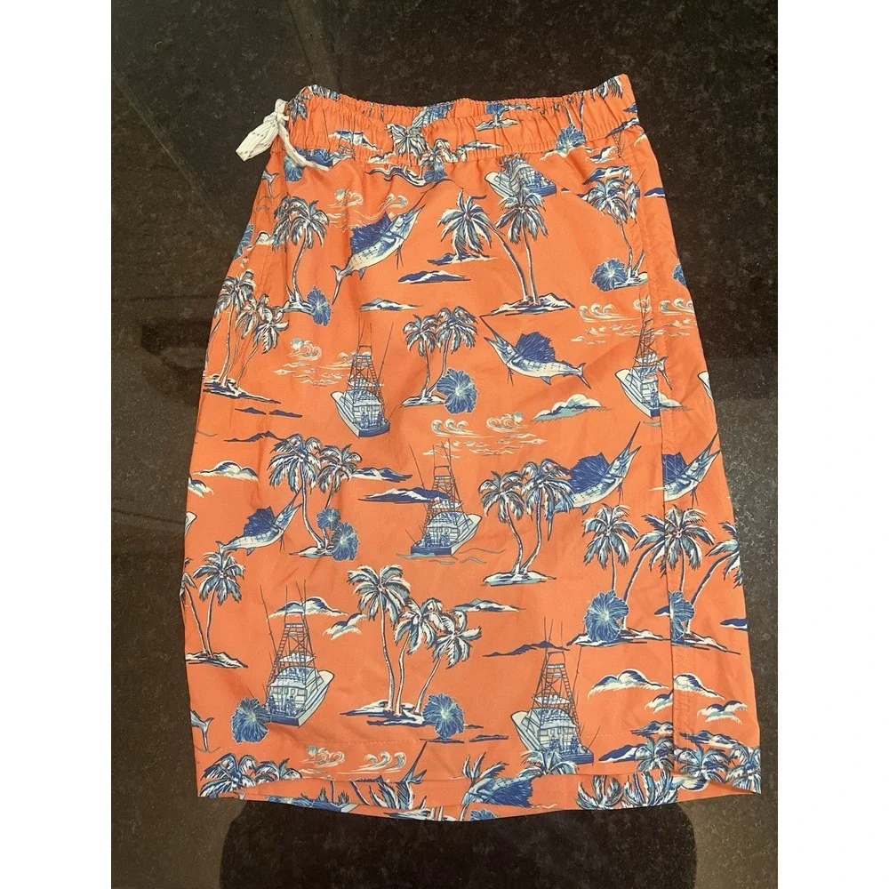 Ocean Coast Swim Trunks Mens XXL Hawaiian Print Mesh Lined Beach Shorts